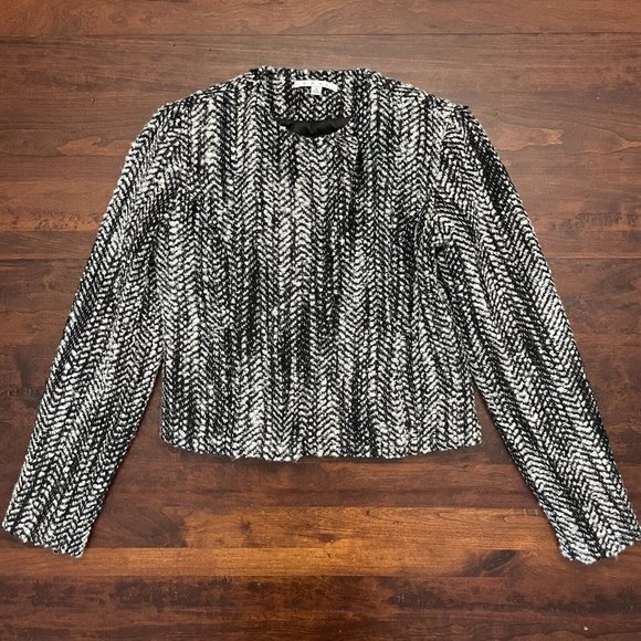 CAbi Size 4 Over The Moon Wool Tweed Osprey Mockingbird Moto Jacket Coat 529 - Picture 1 of 11